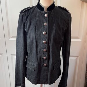 Lauren Ralph Lauren Black Military-Style Velvet Collar Jacket